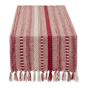 Red and Cream Striped Table Runner